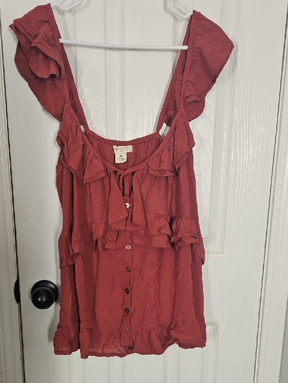 Festi Sleeveless Tie-Neck Top in Applebutter - Picture 6 of 11